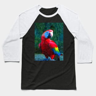 Red Macaw Parrot Tropical Bird Painting Baseball T-Shirt